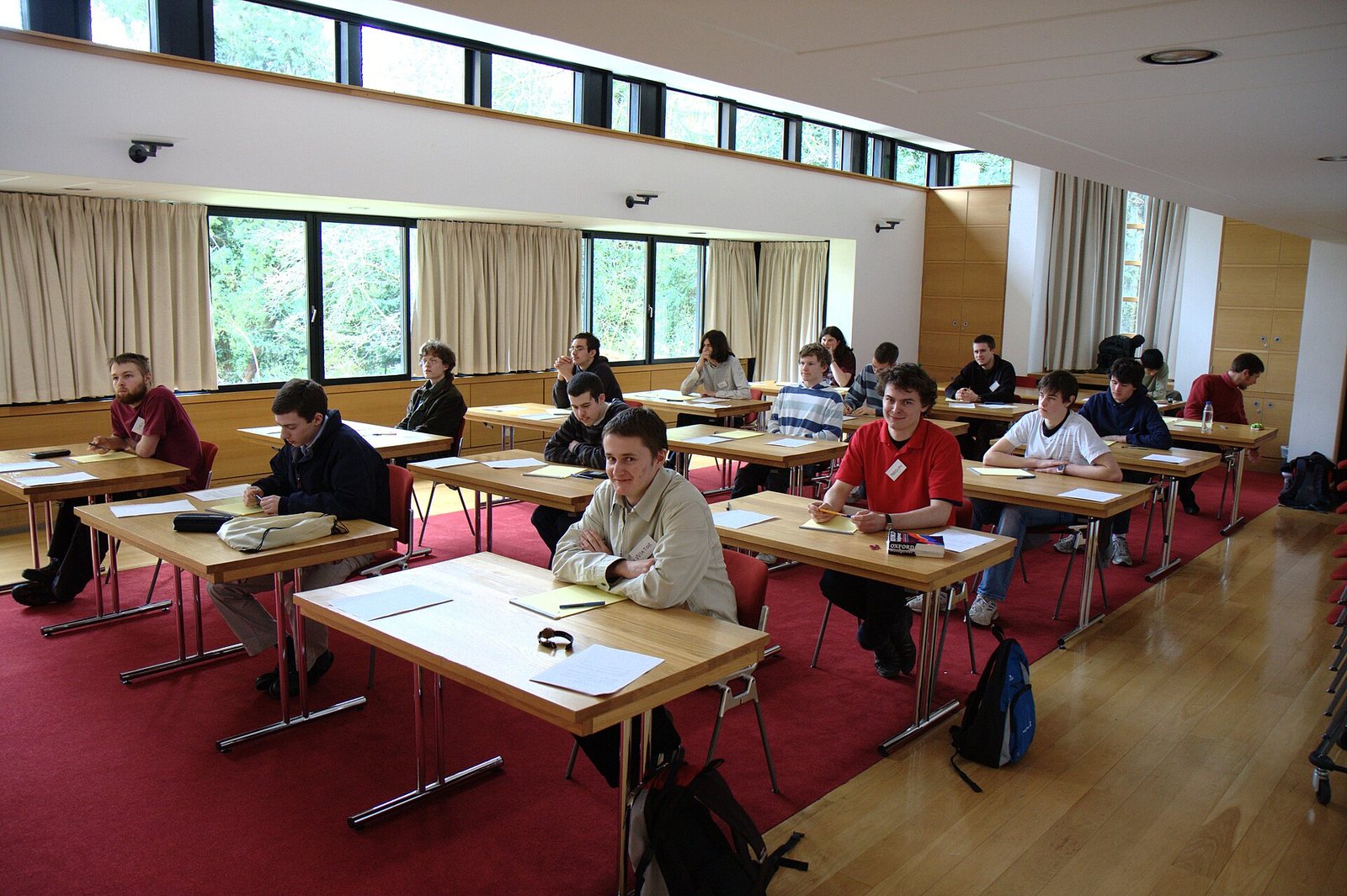 Students taking the British Informatics Olympiad exam in a proctored room